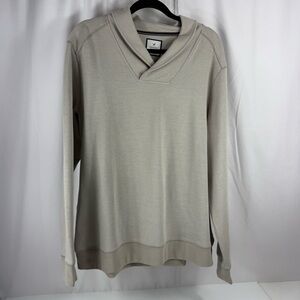 Denver Hayes Men’s Sweater Large Beige Shawl Collar Cotton Blend Pullover